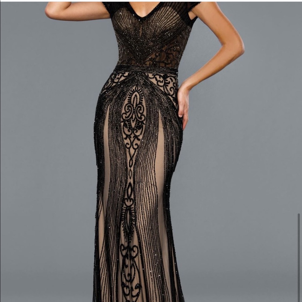 Nude and black evening dress, worn once